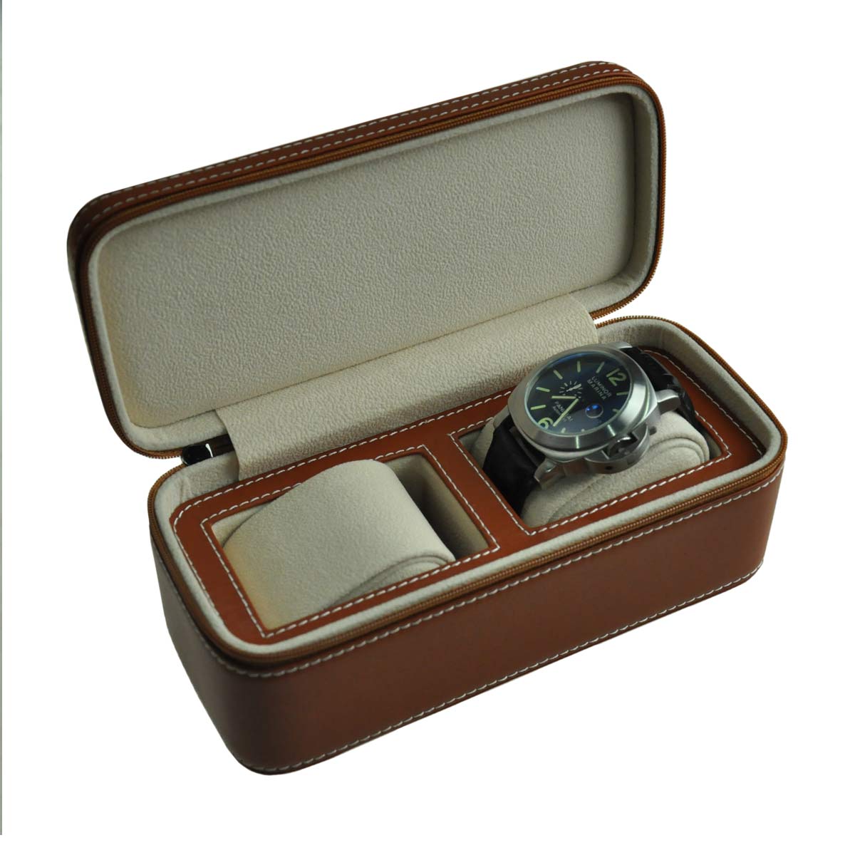 Travel watch case Genuine top Leather brown