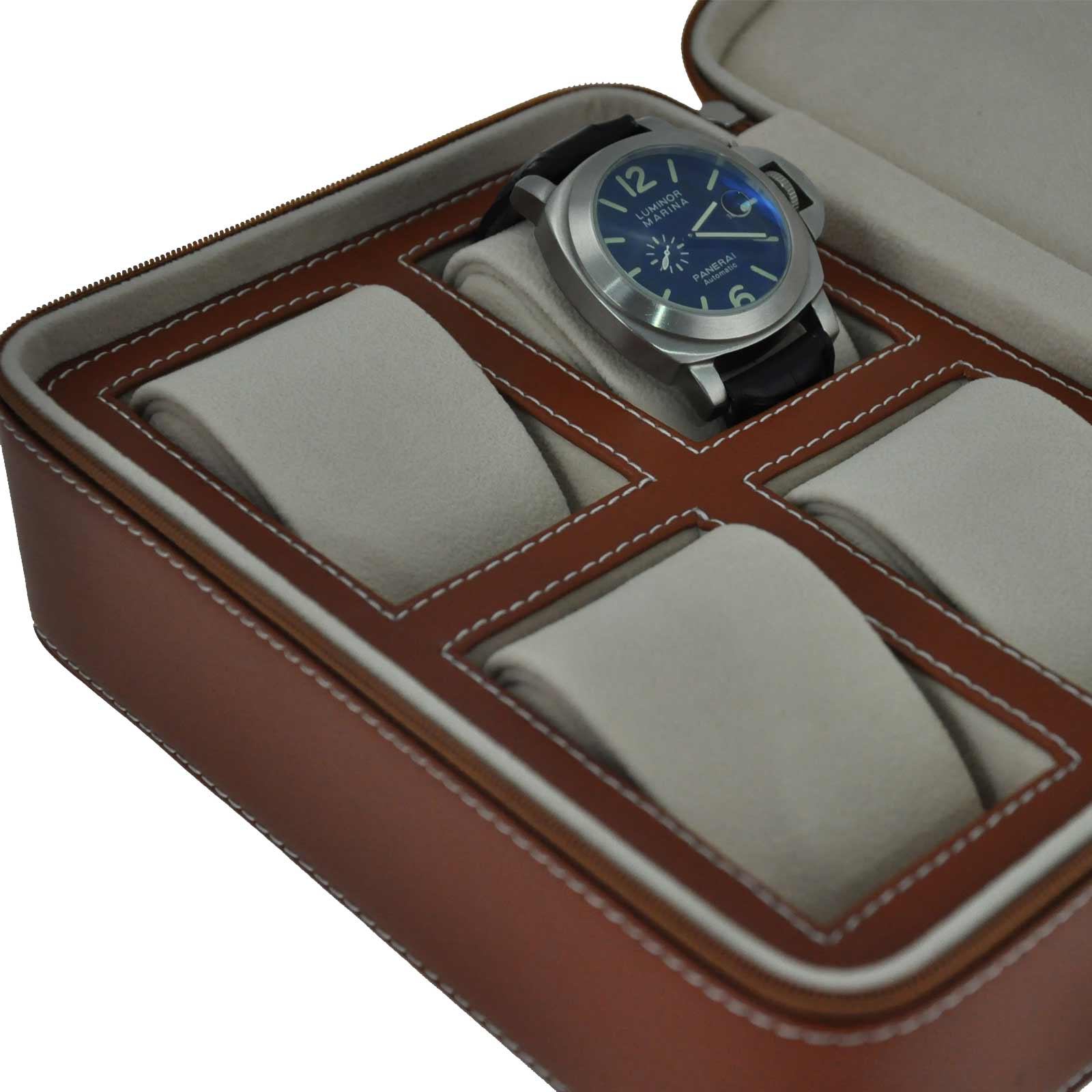 Luxury Travel watch case Genuine top Leather brown