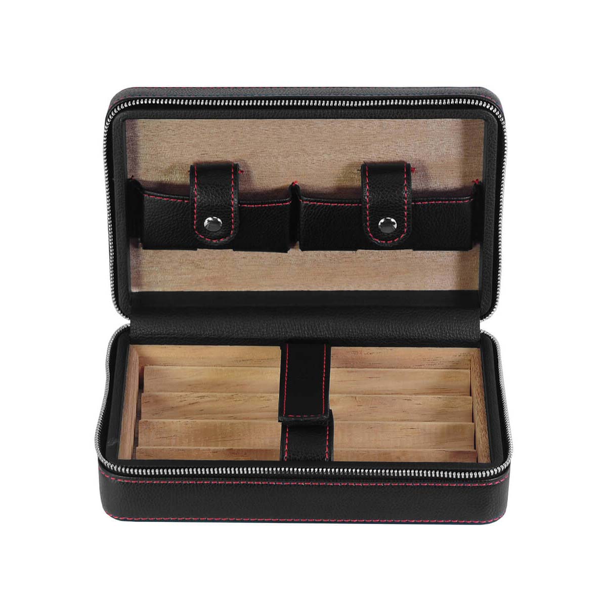 Travel Cigar case Leather black Spanish cedar – dltradingau